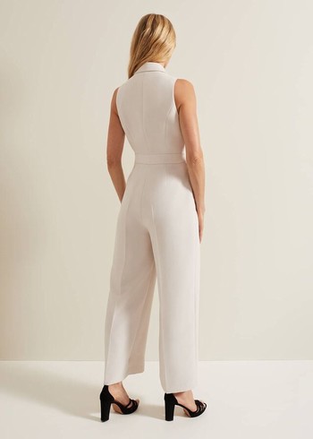 Phase Eight Clarissa Tux Wide Leg Jumpsuit White Canada | GDEUFM-691